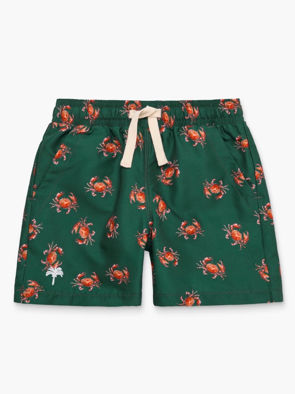 OAS Green Swim Shorts with Red Crab Print
